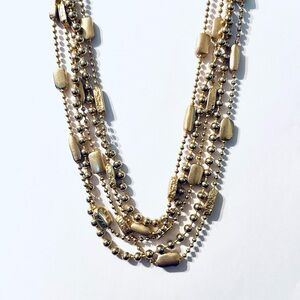 Vintage Kenneth Lane Gold Layered Necklace, 5 Strand Necklace, Kenneth Lane